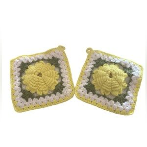 Yellow and Green Crochet Pot Holders
